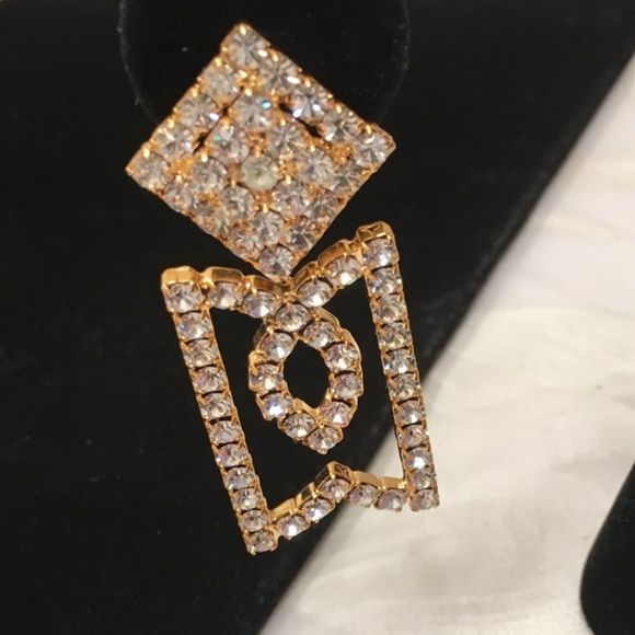 Vintage Gold Earrings With Swarovski Stones - Picture 4 of 8